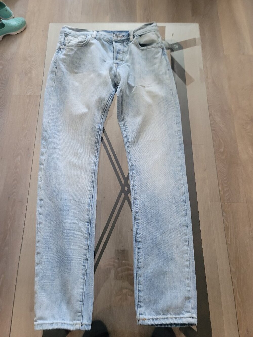 Dope Brand Men's Light Denim Designer Jeans Slim Straight Button Fly Size 30x32